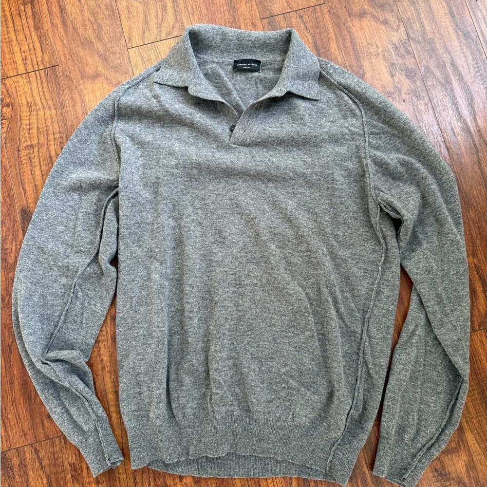 Roberto Collina Merino Wool and Cashmere sweater. Grey, men’s large, new